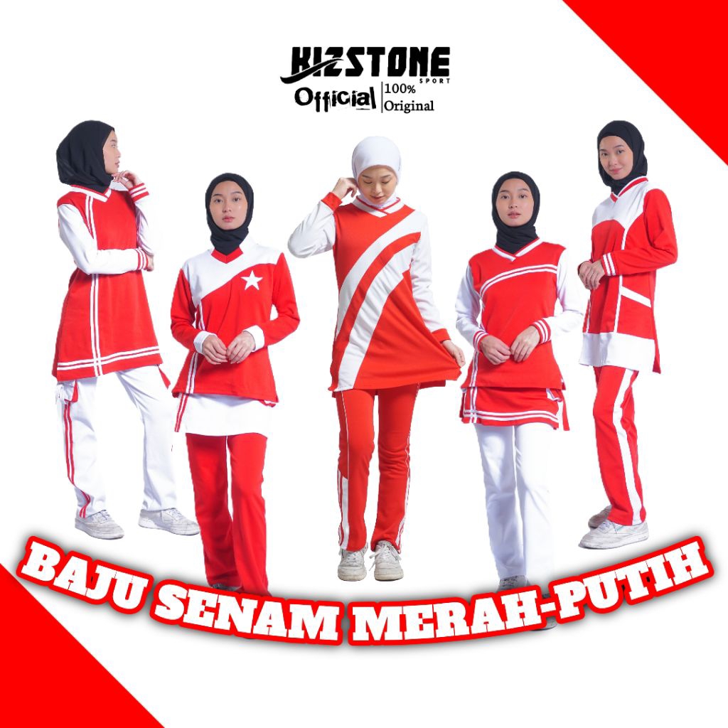 Setelan Baju Olahraga Merah Putih / Baju Olahraga Wanita / Baju Senam Wanita Spandex Premium