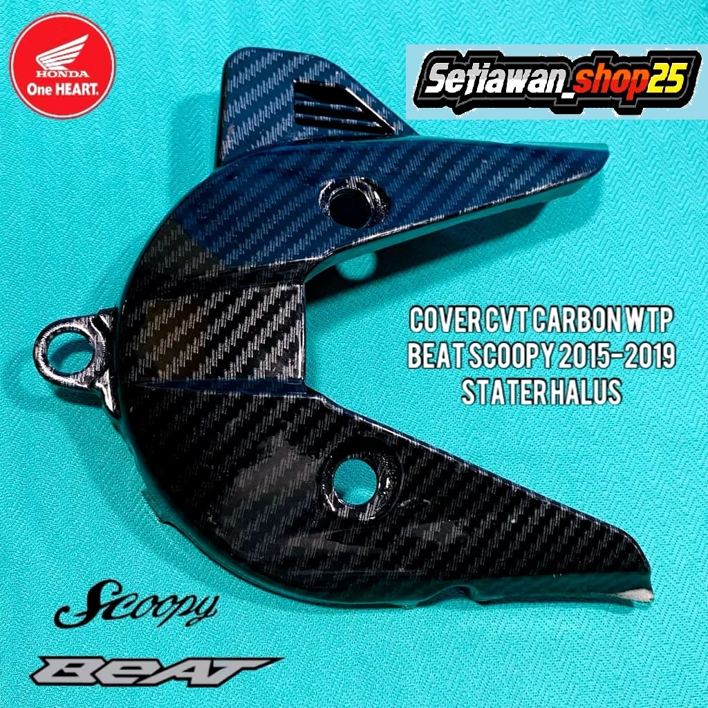 cover tutup cvt CARBON WTP Beat Scoopy 2015-2019 stater halus