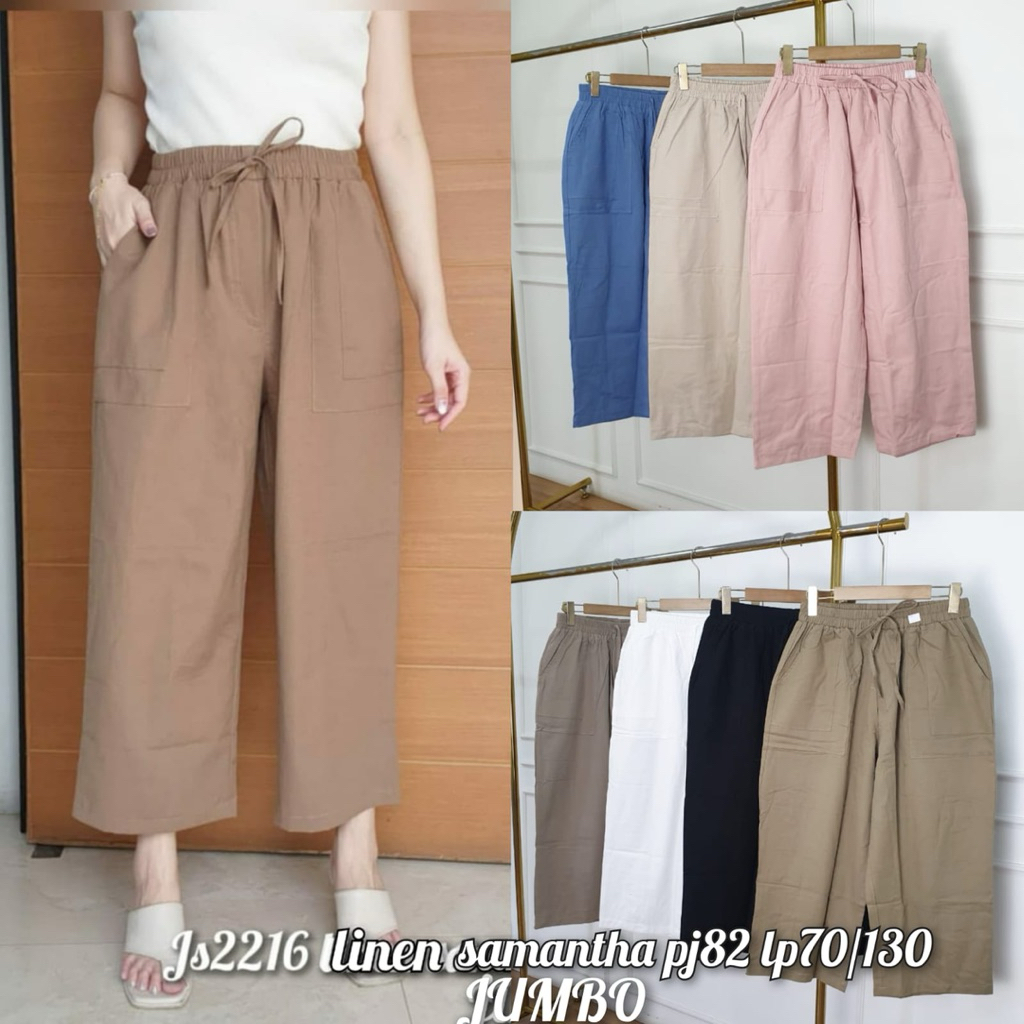 QH celana / bawahan kulot wanita LP70-130 jumbo bahan linen js2216