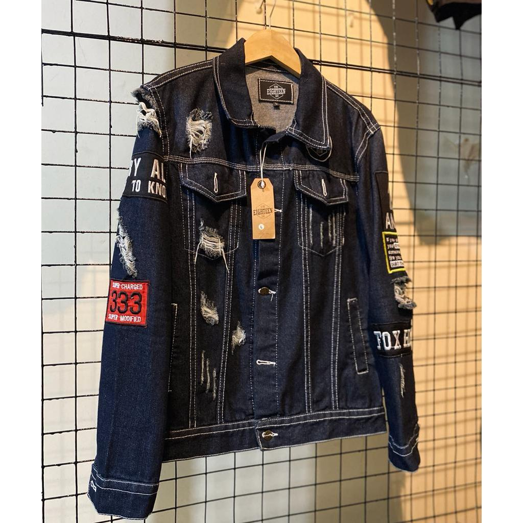 ORIGINAL JAKET JEANS PRIA COWOK MODEL TEMPEL SOBEK LEpIS TEBARU jumbo bodir KEKINIAN