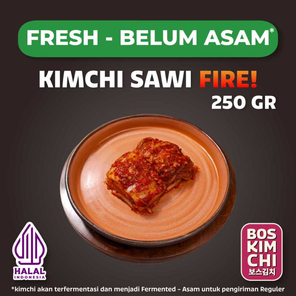 

Kimchi Sawi FIRE! 250 gr Boskimchi | Baechu Kimchi Super Pedas Halal