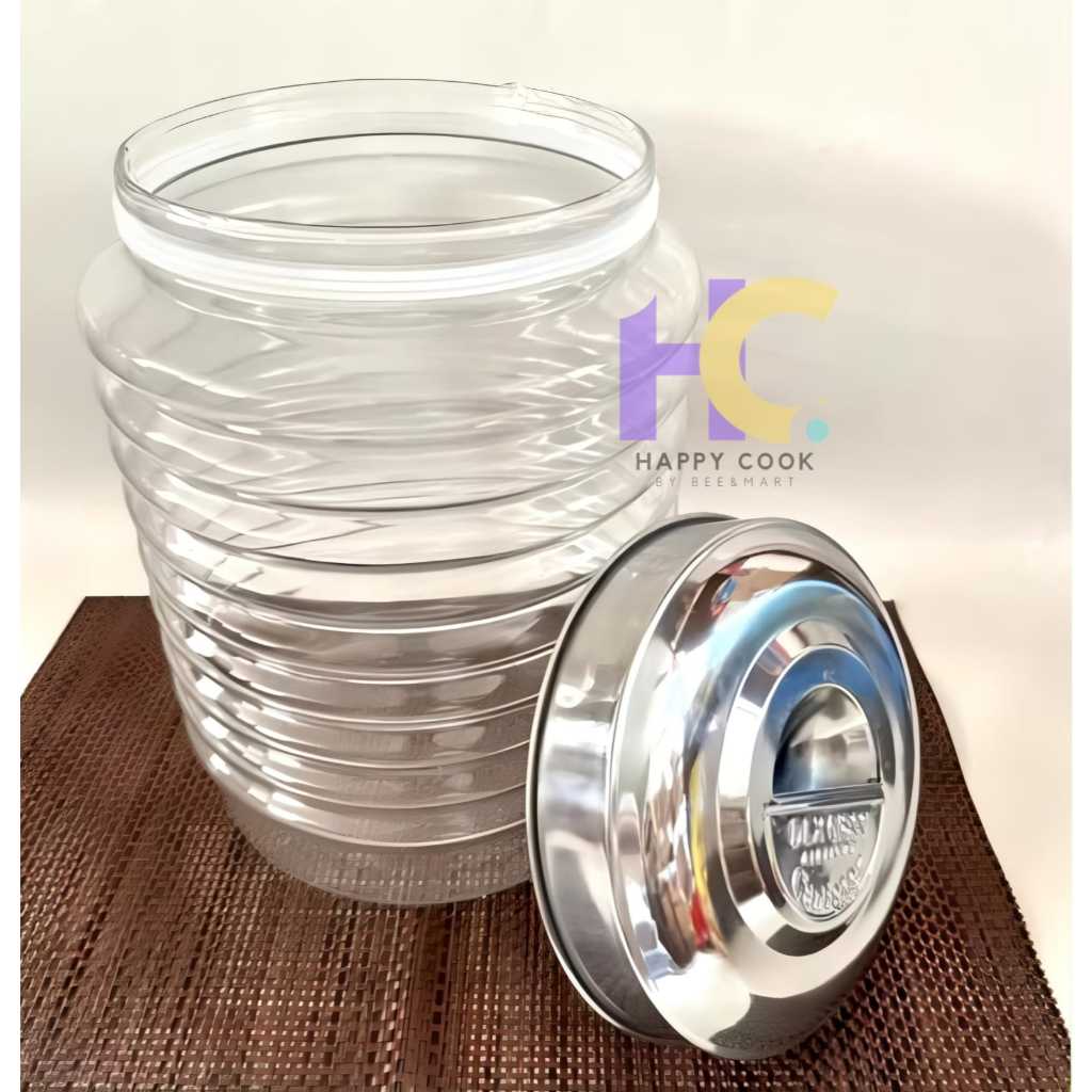 Toples kaca ulir DLX kamma ukuran 8 liter / Toples kaca ulir Kamma 2 tutup stainless 8 liter / Tople