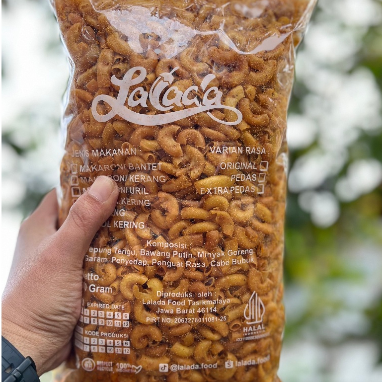 

Makaroni cikruh gurih pedas dan ekstra pedas kemasan 1 Kg