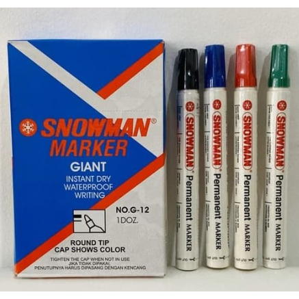 

Spidol Snowman Permanent Hitam G-12 per pcs /Spidol Permanent Snowman Marker/Spidol Permanen Tidak Bisa Dihapus