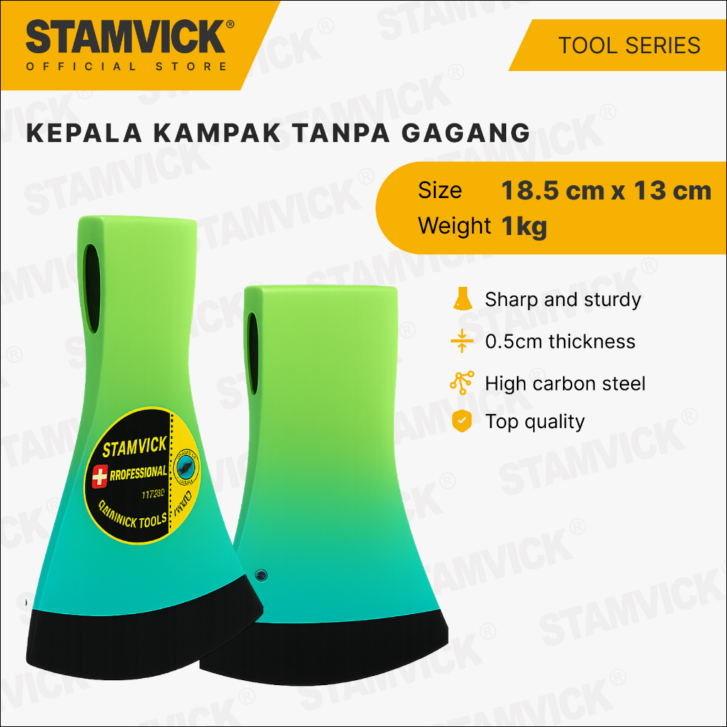 Kepala Kampak Stamvick 21/2 LB - Kapak Baja 1000 Gram Potong Belah Kayu