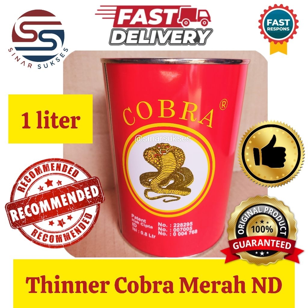 Thinner Cobra Merah ND 1 liter/ Thinner Cobra Merah Kecil/ Thiner/Tiner/TENER/Thinner/ Thinner Cobra