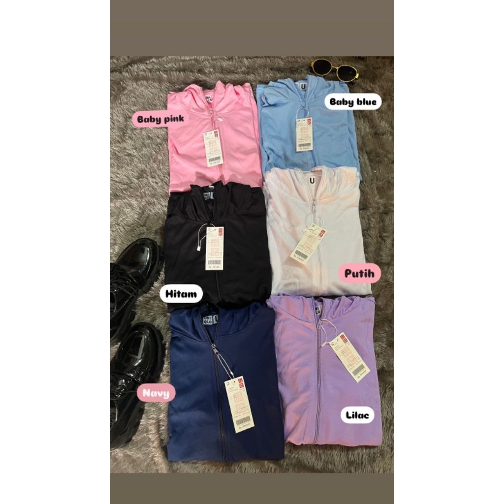Jaket Olahraga Wanita UV Protective SPF 50+ UNIQLO | Jaket Dryfit Lengan Panjang Hoodie Zipper