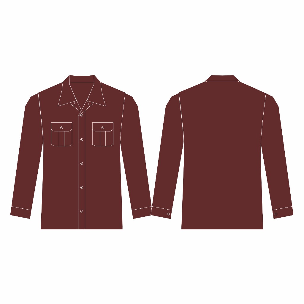(Coming Soon) Kemeja PDH PDL Polos Warna Merah Maroon Lengan Panjang - Premium American Drill