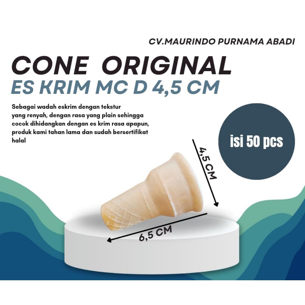 

cone/contong eskrim ukuran 4,5 cm isi 50 pcs