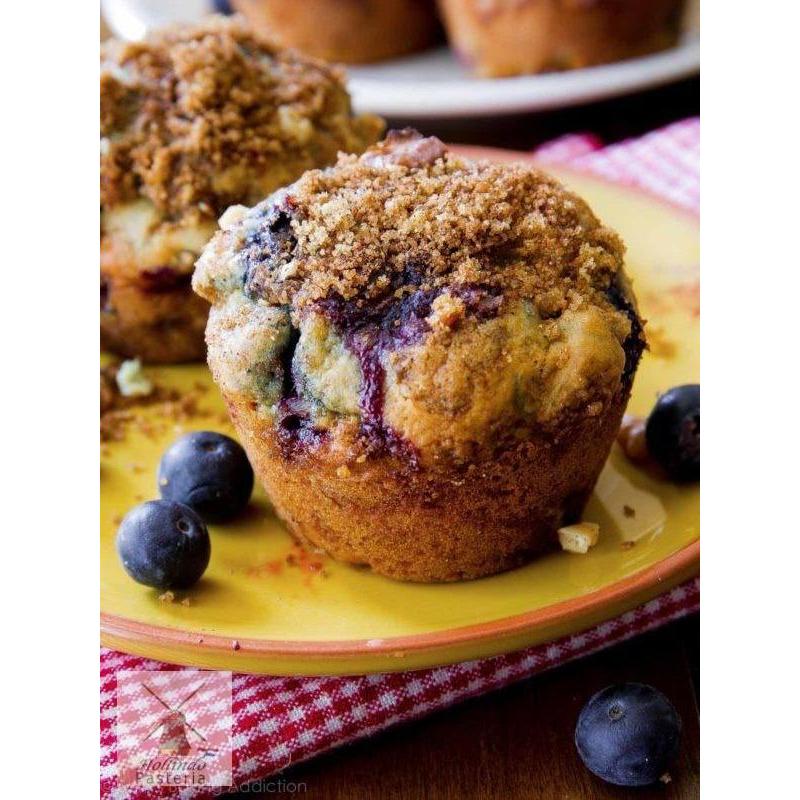 

Blueberry Muffins with Sweetened Streusel Topping