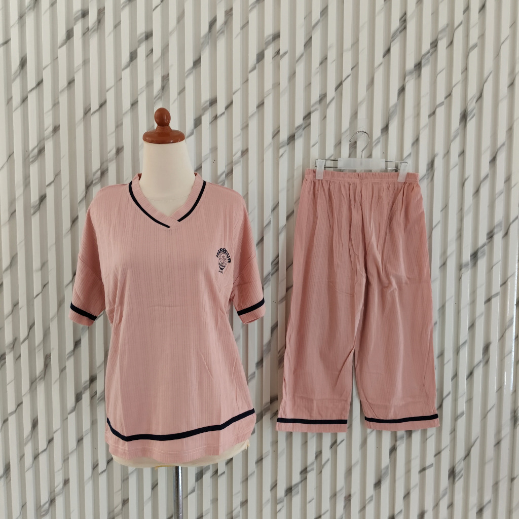 lingerie_extrajumbo - NIGHTIE 475 - Setelan Baju Tidur Celana 3/4 Lengan Pendek Bahan Kualitas