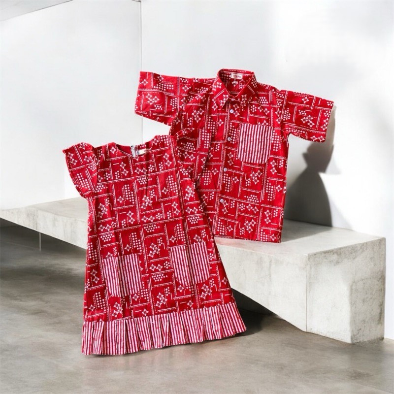 A2 - Couple Dress Kemeja Batik Anak Atasan Batik Anak Cewek Cowok Modern