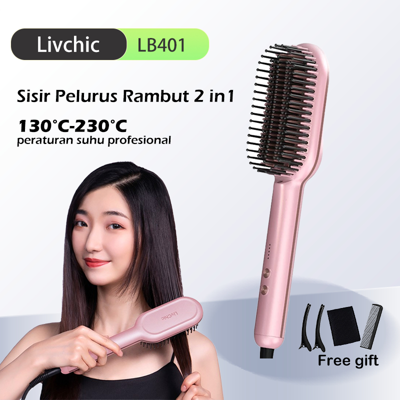 LivChic Catokan Sisir Pelurus Rambut LB401 54 Watts sisir rambut