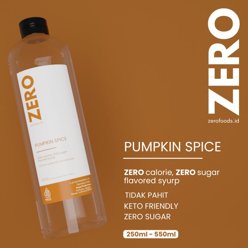 

Sirup Keto Diet 0 Kalori Bebas Gula Sugar Free non Stevia - ZERO - 250 ml, 550 ml Pumpkin Spice