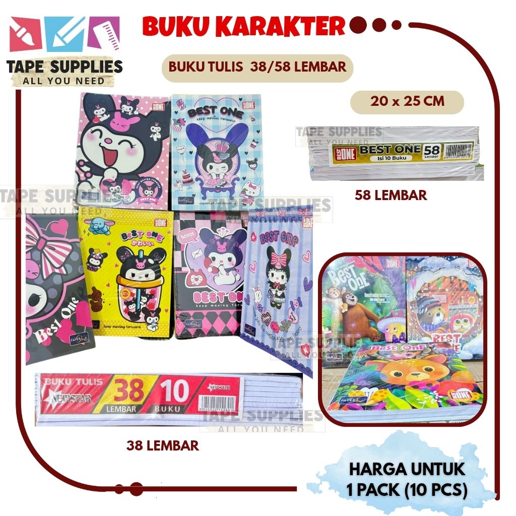 

BUKU TULIS KARAKTER LUCU 38/58 LEMBAR / BUKU TULIS SEKOLAH (1 PACK (ISI 10PCS)