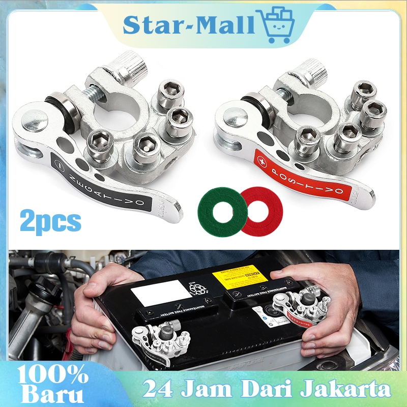 2Pcs Quick Release Terminal Aki Mobi Klem Aki Mobil Tembaga Murni Kepala Aki Klem