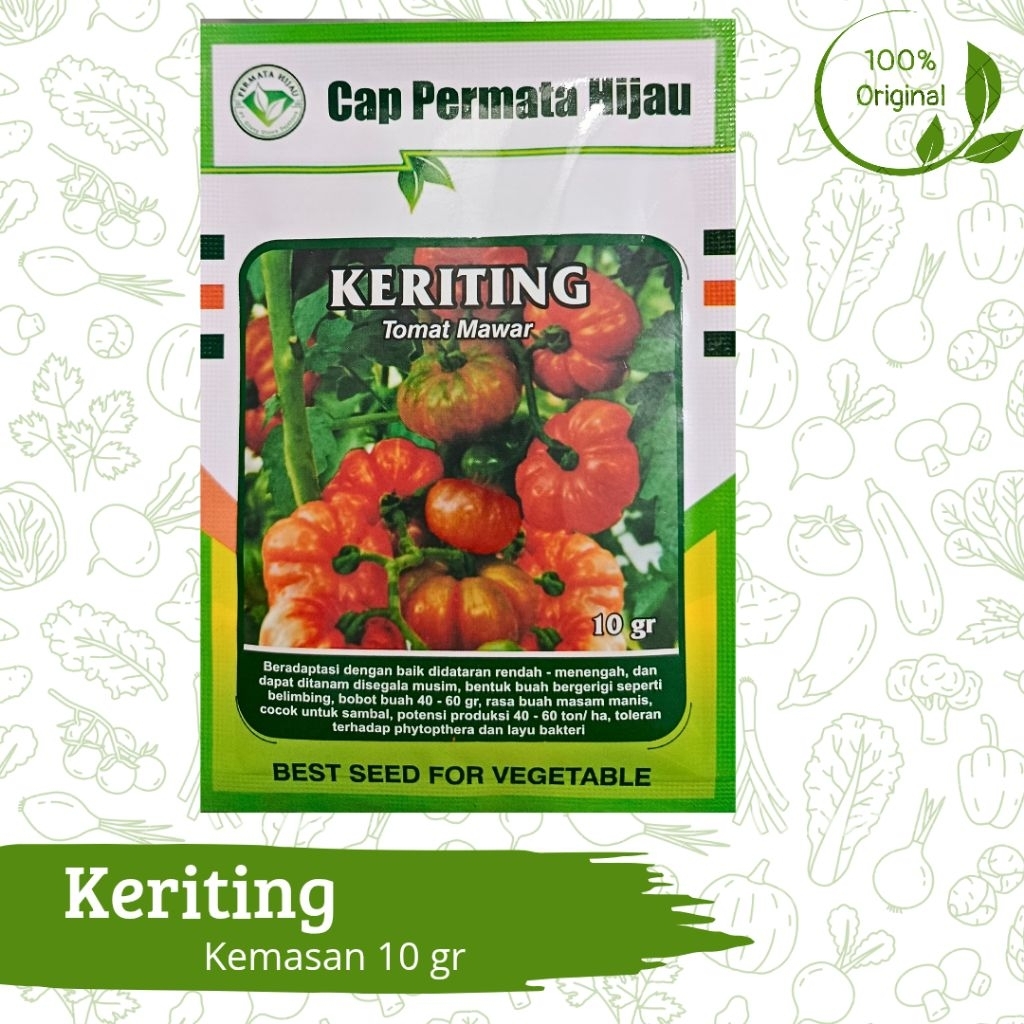 Benih Bibit Tomat Mawar Keriting 10 gr Cap Permata Hijau