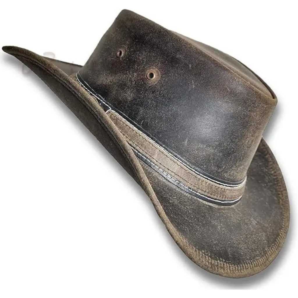 Topi Koboi Kulit Asli Topi Gaun Pria Vintage Topi Jazz Cowgirl Panama Sombrero Hombre