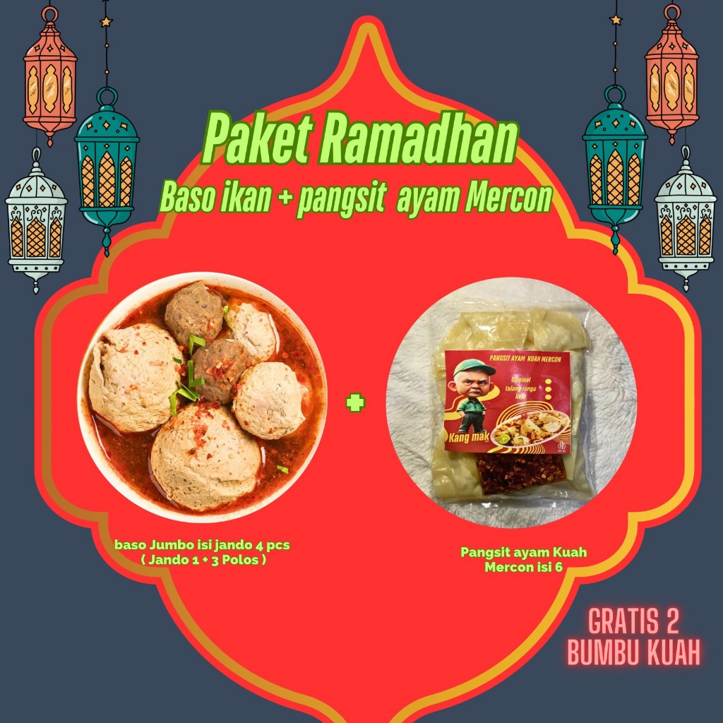 

SMBahari | Baso Ikan Jumbo Isi Jando 4 Pangsit Ayam 6 Gratis bumbu Kuah 2