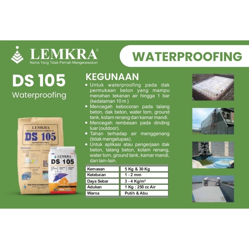 WATERPROOFING MEREK LEMKRA DS 105 ABU/PUTIH 30KG