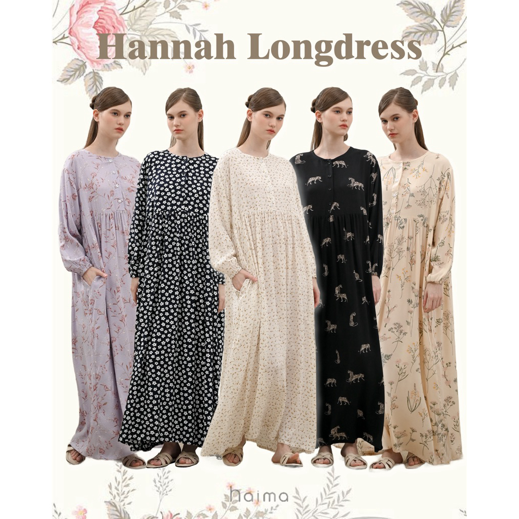 HAIMA - HANNAH LONG DRESS ( daster panjang rayon - gamis kerut )