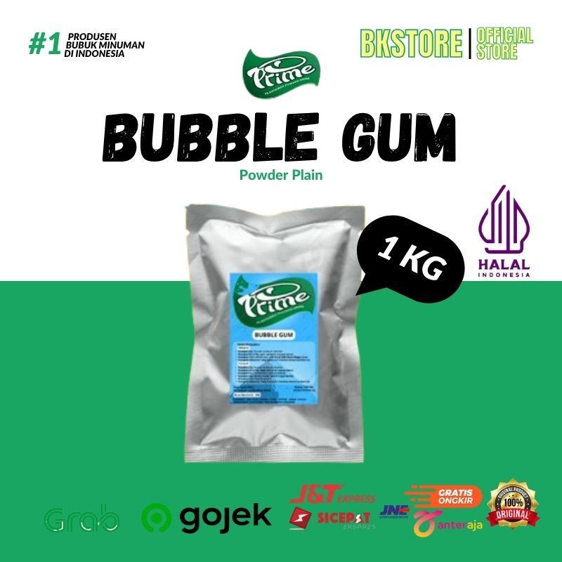 

Powder Prime Rasa Bubble Gum / Bubuk Minuman Tanpa Gula 500 Gr 1 KG - BUBBLE GUM / powder drink permen karet biru premium prime plain tanpa gula