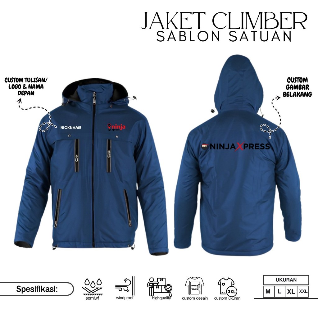 Jaket Pria Custom Ninja Xpress Jaket Climber Custom Sablon satuan