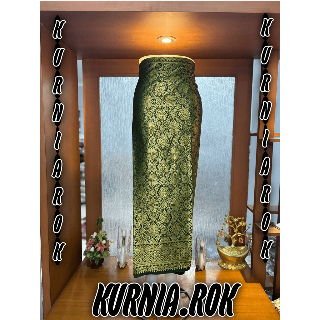ROK SONGKET LILIT WARNA HIJAU GOLD DAN HIJAU SILVER