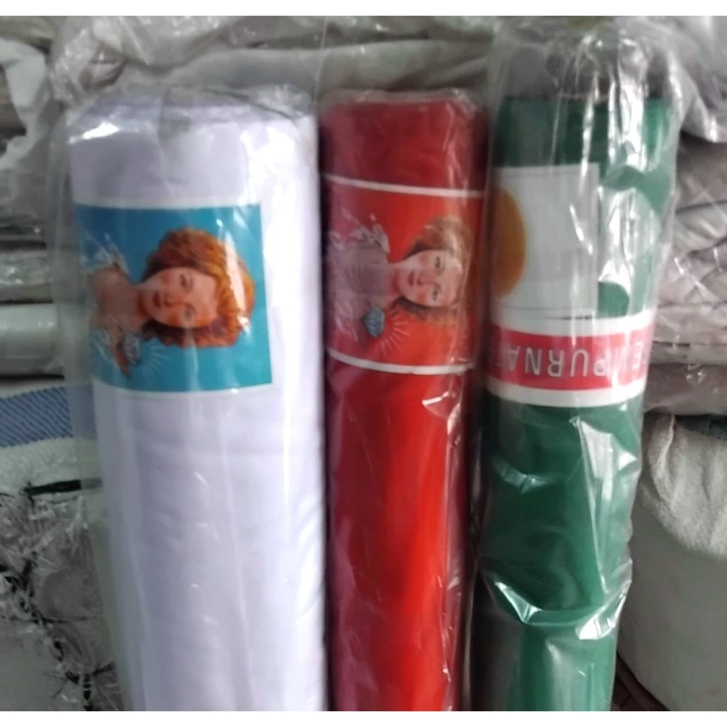 KAIN TETRON UMBULUMBUL SPANDUK CAP NYONYA BERLIAN L115Cm panjang 27 meter