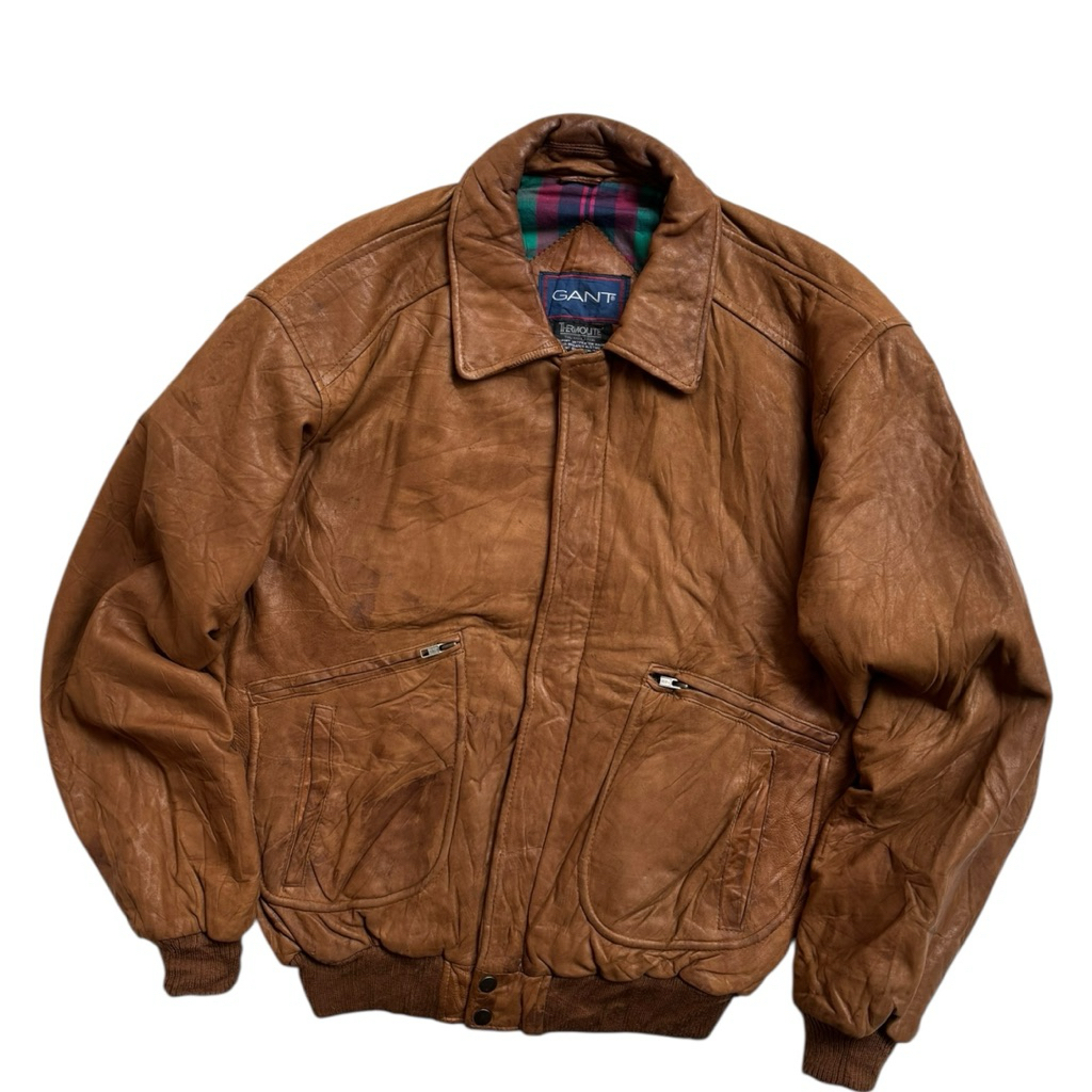 Gant Flight Bomber Leather Jacket Kulit Asli - M
