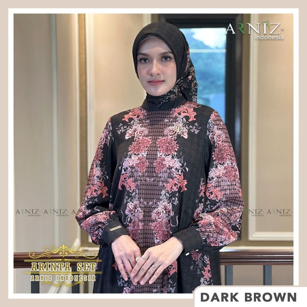 Arinta Dress Silk Set Jilbab Voal Premium By Arniz Collection Terbaru