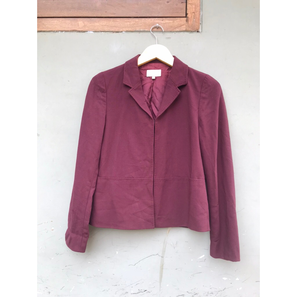 preloved blazer burgundy-preloved blazer full furing-preloved blazer semi crop-pl blazer-blazer seco