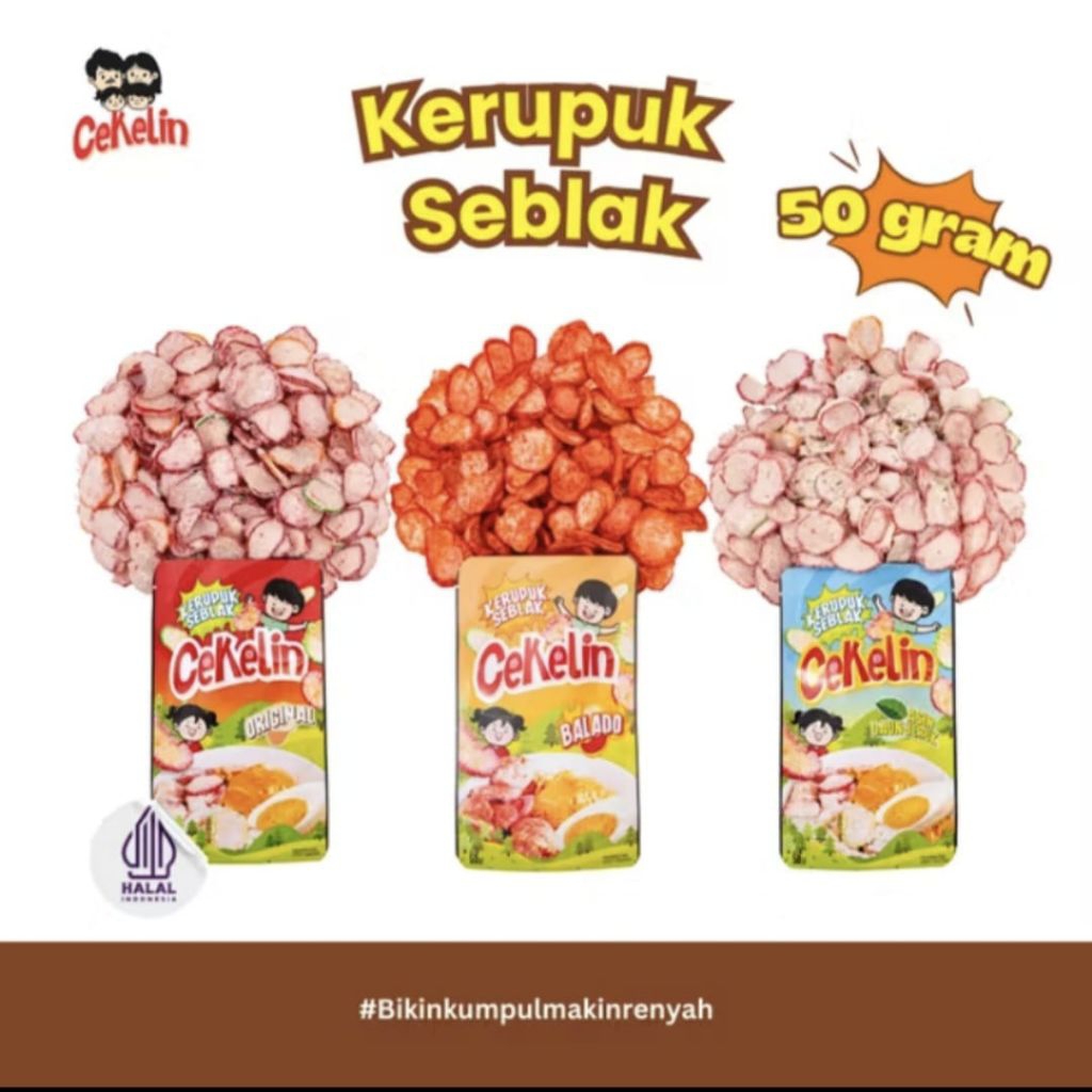 

Kerupuk Seblak Cemilan CEKELIN isi 50 Gram