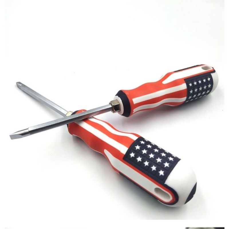 SP4 Obeng Bolak Balik Model Bendera Bisa Plus Minus Panjang 20cm 2 Fungsi