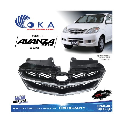 Grill Depan Mobil Avanza 2006 - 2011 Vvti OEM Hitam Lis Chrome