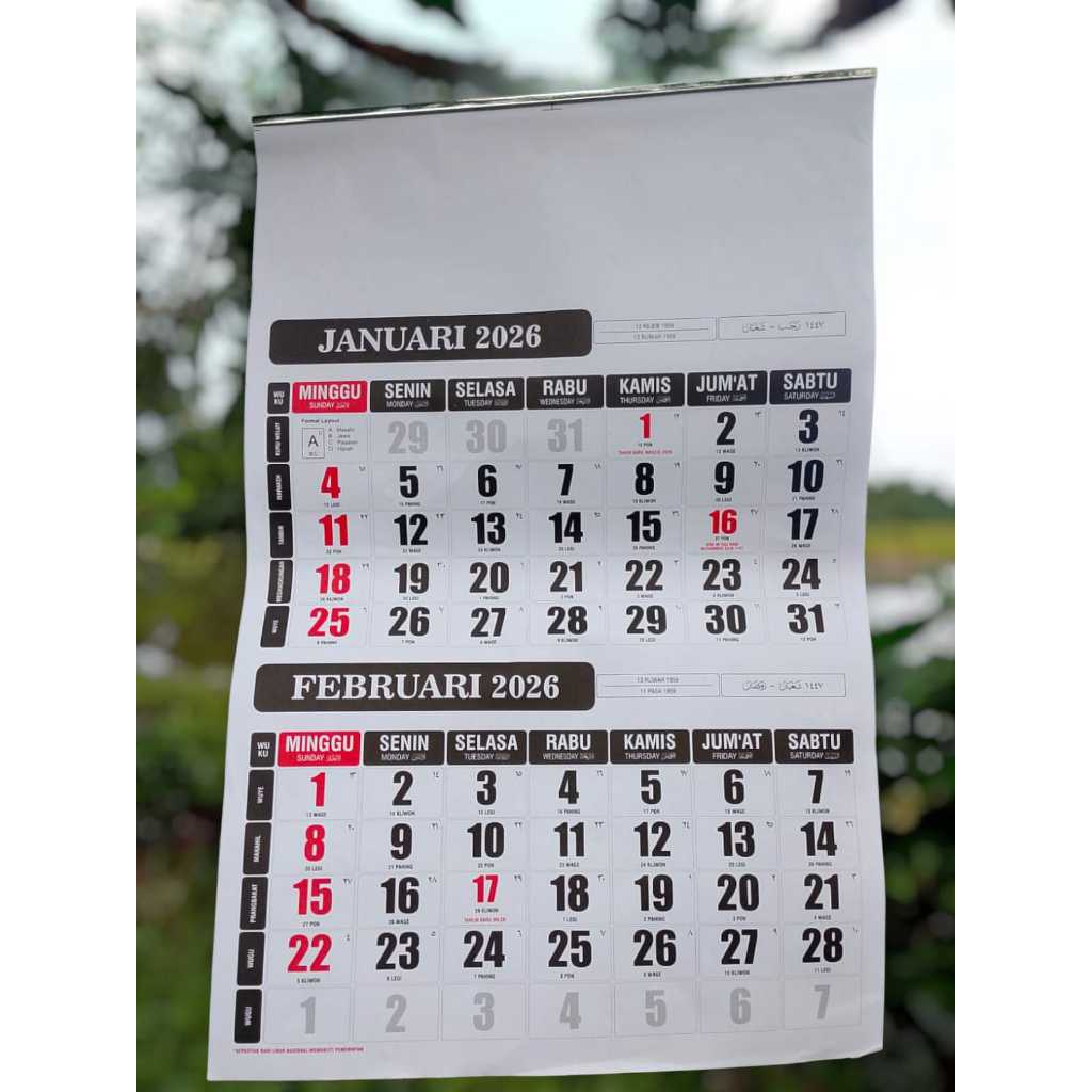 

KALENDER DINDING 6 LEMBAR size 31cm X 48cm - KALENDER POSTER TERBARU tahun 2026 PREMIUM DESIGN