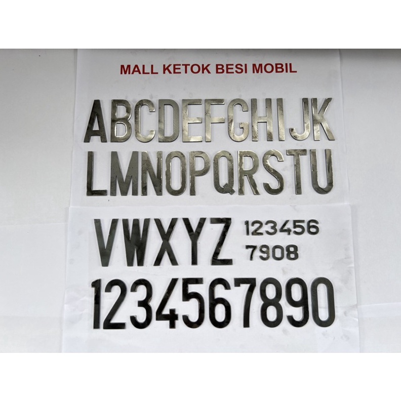 KODE I66X Mall Huruf Plat Mobil Font Standart Bahan Besi