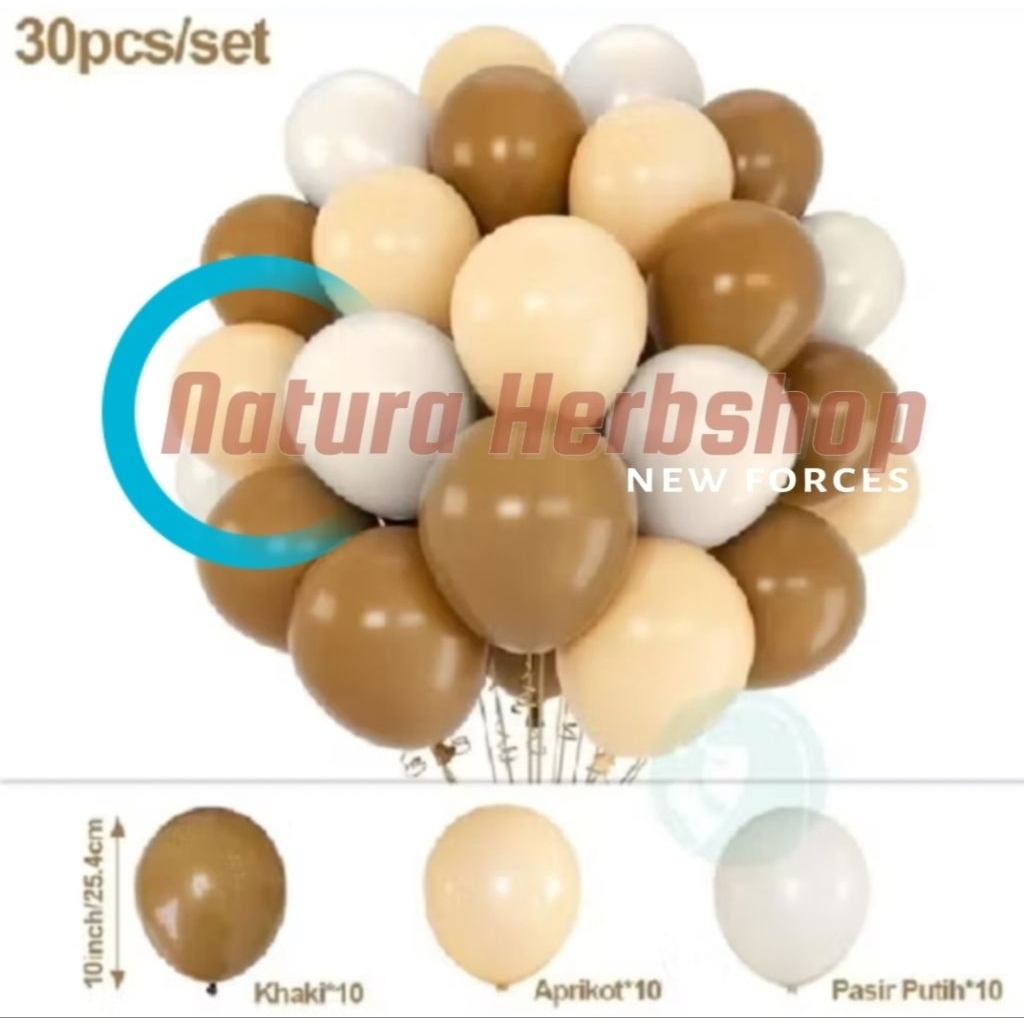 Balon Retro 12 Inch Isi 30 Pcs Warna Khaki Sandwhite Cream Balon Pesta Ulang Tahun Pernikahan Dekora