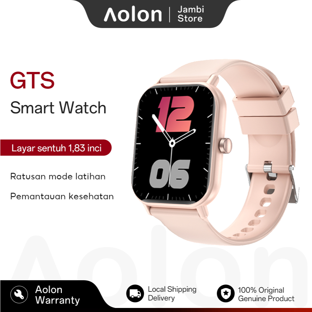 Aolon GTS Smartwatch Asli Bluetooth Call Custom Wallpaper Waterproof Sports Model Running PACE Smart