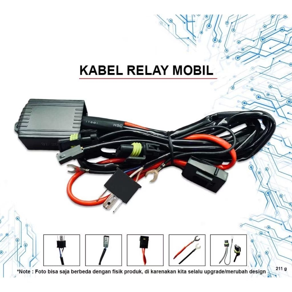KABEL RELAY SET MOBIL MOTOR - KABEL RELAY UNTUK 2 BI-LED