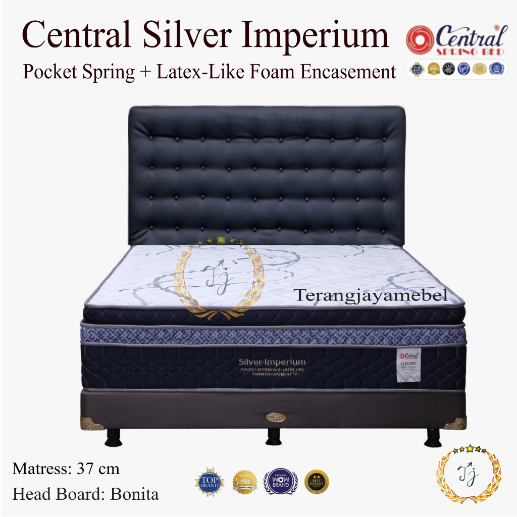 Springbed CENTRAL IMPERIUM POCKET SPRING + LATEX LIKE FOAM ENCASEMENT FULL SET/Hanya Kasur