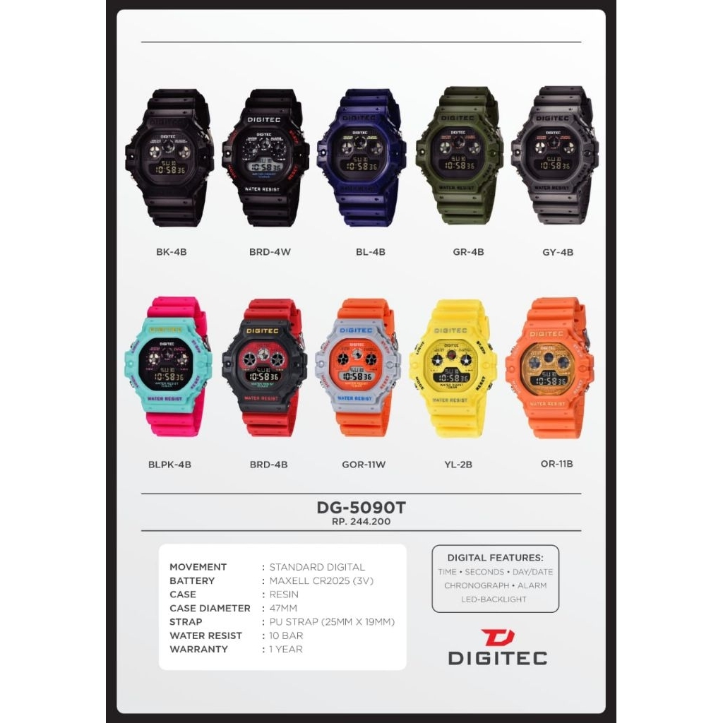 Jam Pria Digitec Dg- 5090T Original