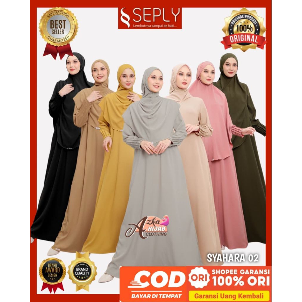 SEPLY Syahara 02 Seply Gamis One Set Khimar Premium - Baju Gamis Set Hijab Premium - Baju Gamis One 