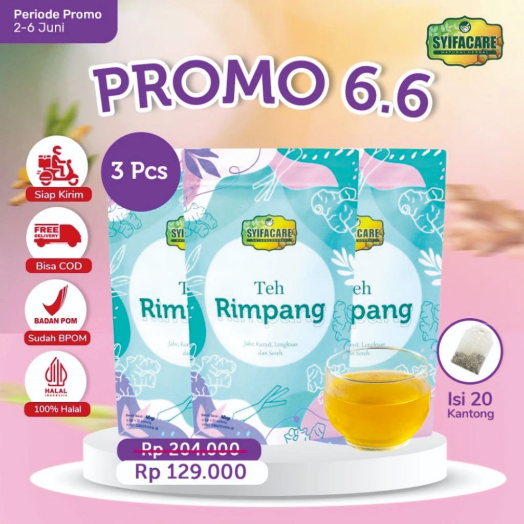

[Paket 2 Pcs] Teh Rimpang Syifacare - Minuman Instan Herbal Rempah Jahe Kunyit Lengkuas Sereh