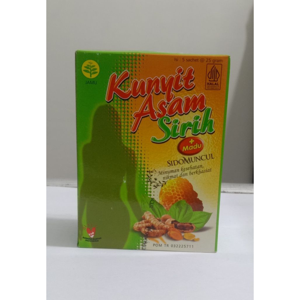 

kunyit asam sirih + madu 1 sachet