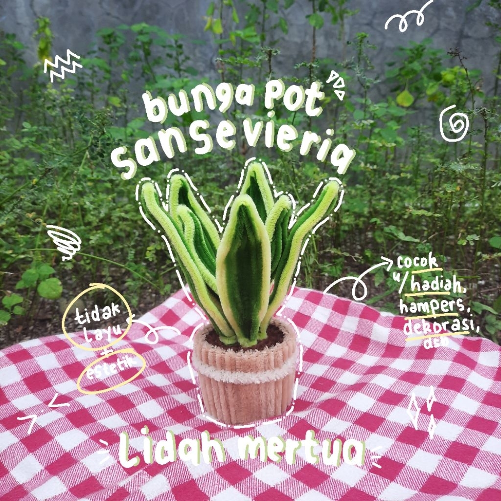 Pot Bunga Lidah Mertua // Pot Bunga Kawat Bulu Sansevieria// Pipe Cleaner Pot Lidah Mertua Flower //