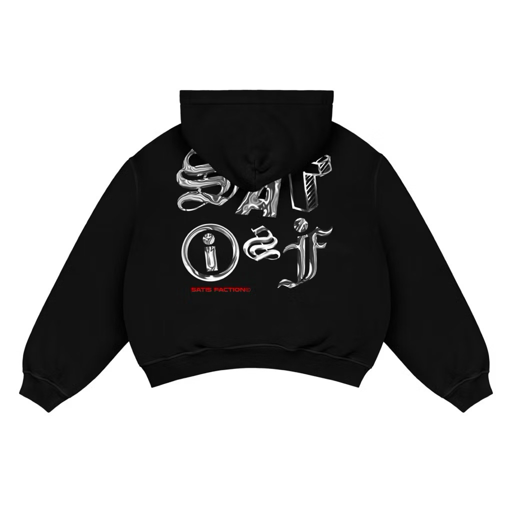 Satisfaction Hoodie Zipper Boxy 375GSM CHROME Black_