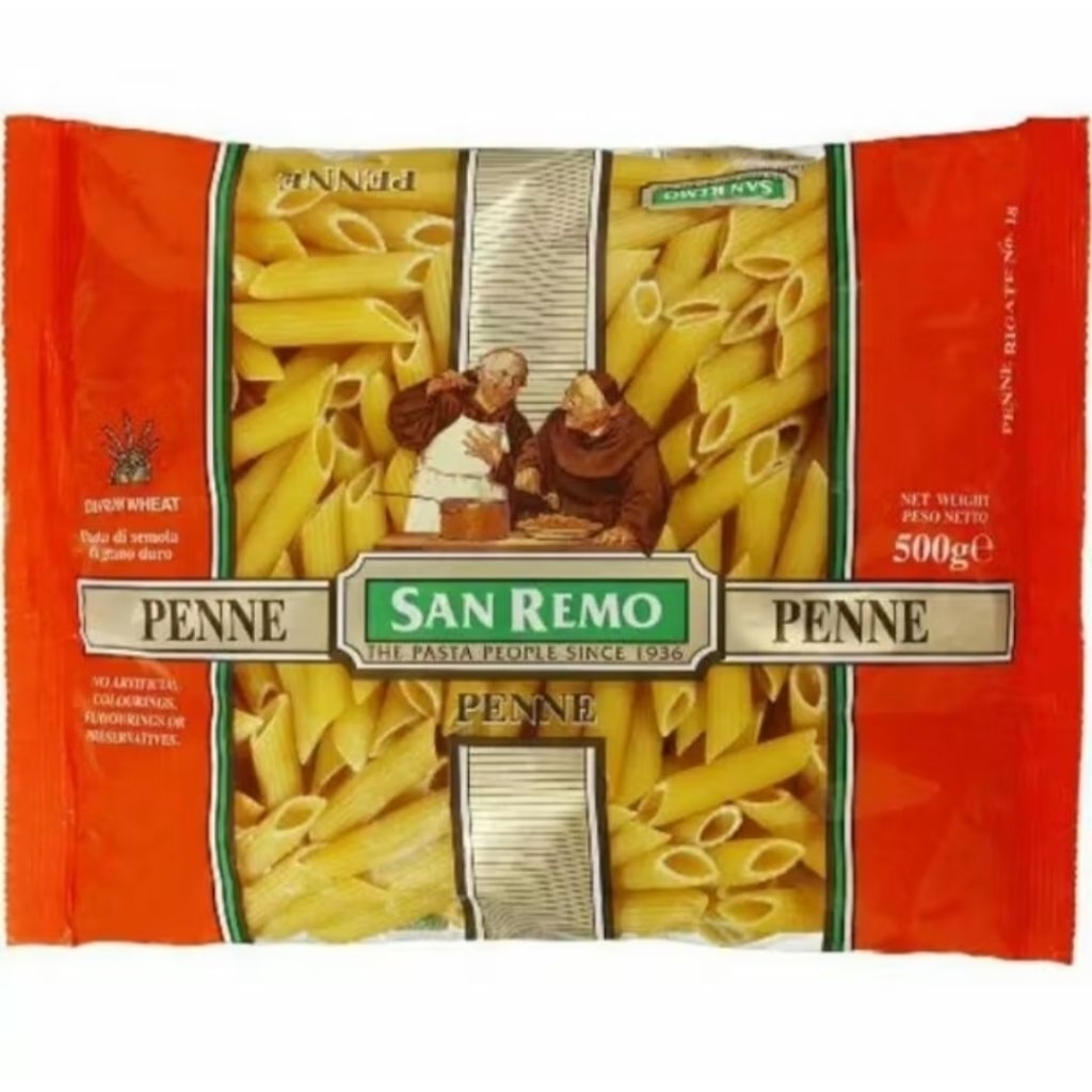 

Pasta San Remo Penne 500 gram. Macaroni Pasta expired Januari 2027