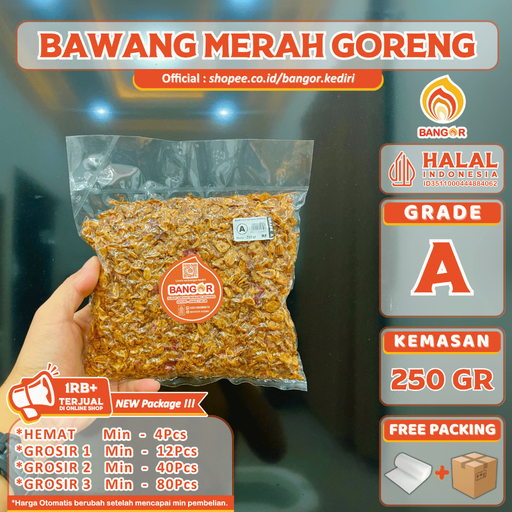 

MERAH-A [ 250 gr ] Bawang Merah Goreng / Brambang Goreng, Grade A, Refill