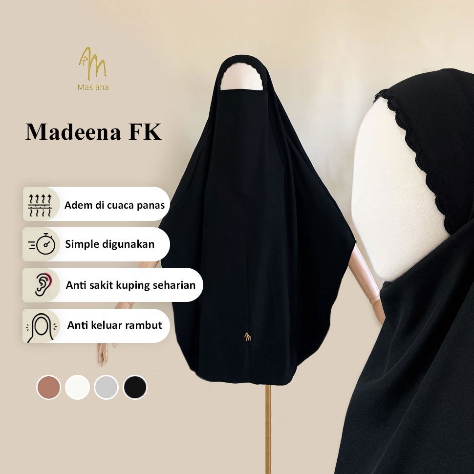 KODE G36V Maslaha Niqab  Madeena French Khimar Bordir  Long FK Instant Umroh Haji  Shamira Stretch